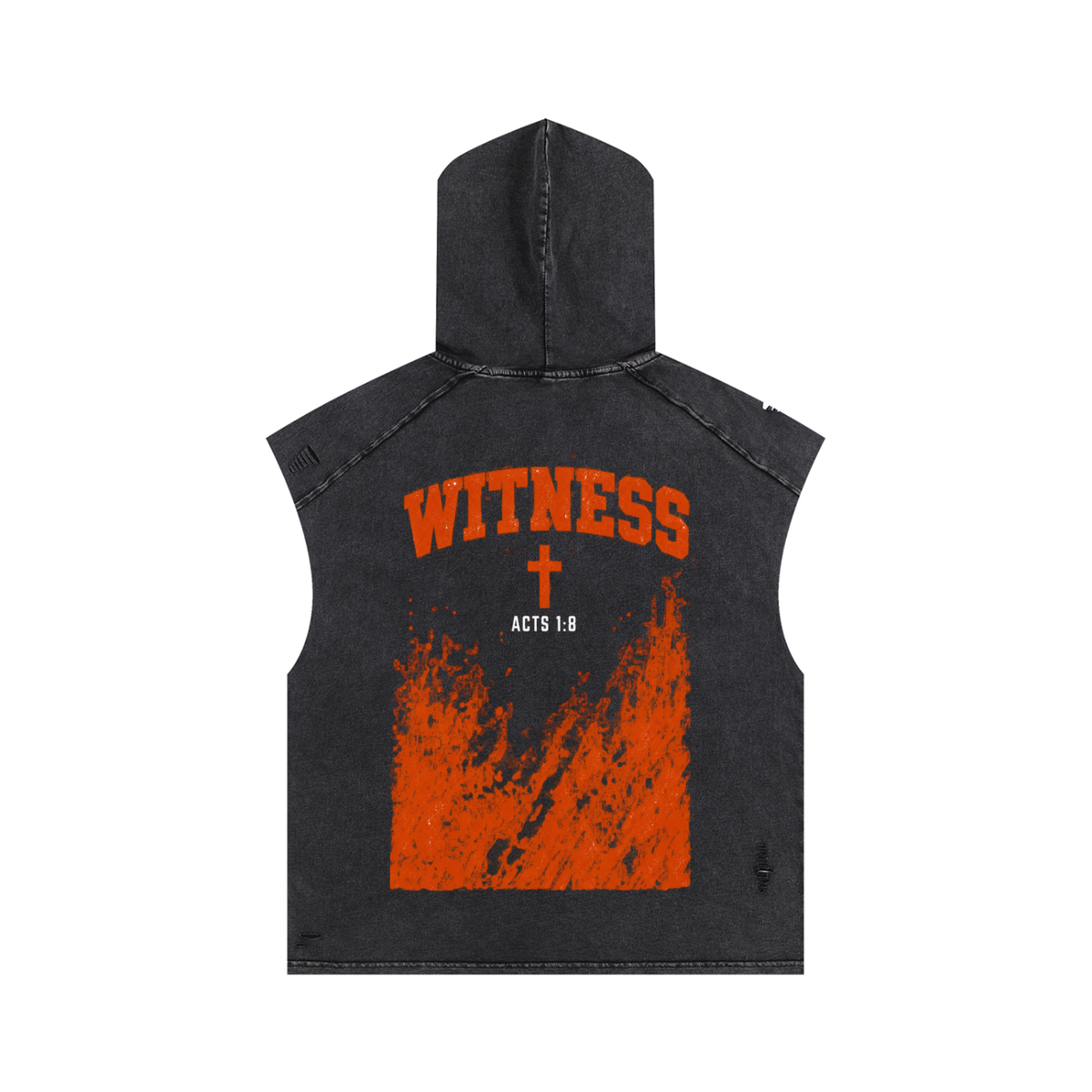 WITNESS Acid Wash Hooded Tank Top