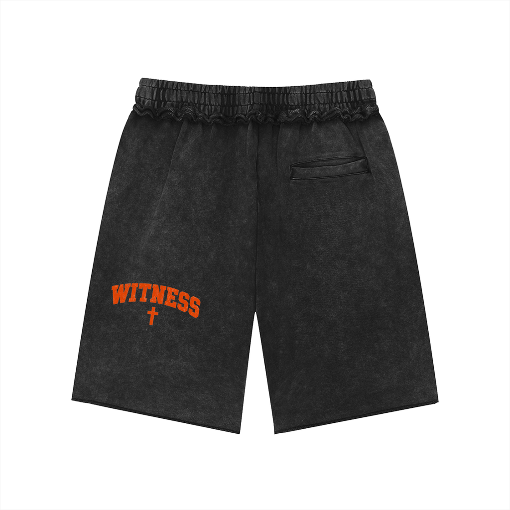 WITNESS Acid Wash Raw Edge Shorts