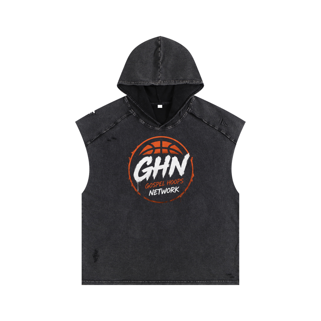 WITNESS Acid Wash Hooded Tank Top